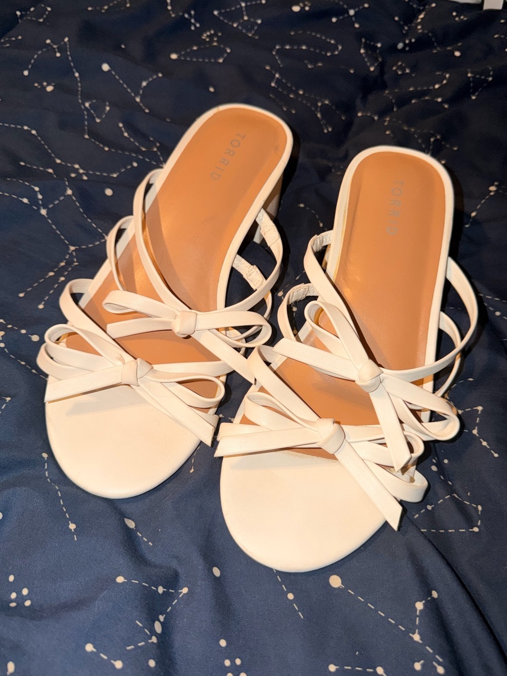 White Bow Strap Block Heel (WW)